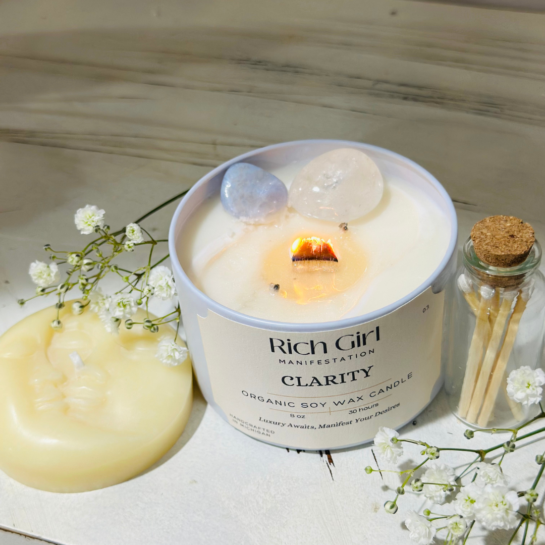 Manifest Clarity Candle | Crystal Candle for Mental Focus & Aligned Intentions