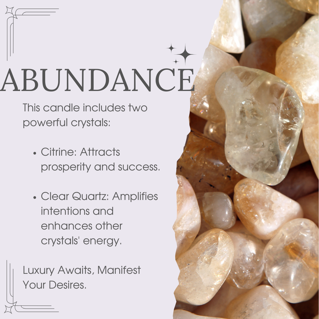 Manifest Abundance Candle | Crystal Candle for Wealth and Success