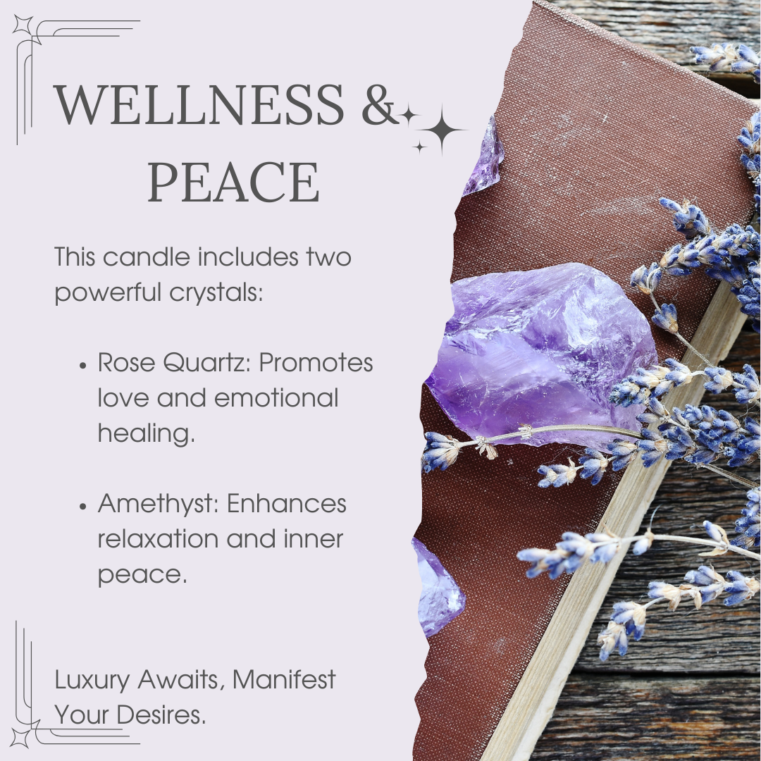 Manifest Wellness & Peace Candle | Crystal Candle for Healing Energy & Calm