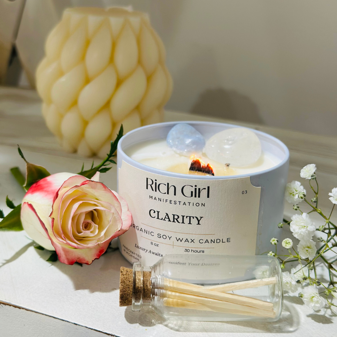 Manifest Clarity Candle | Crystal Candle for Mental Focus & Aligned Intentions