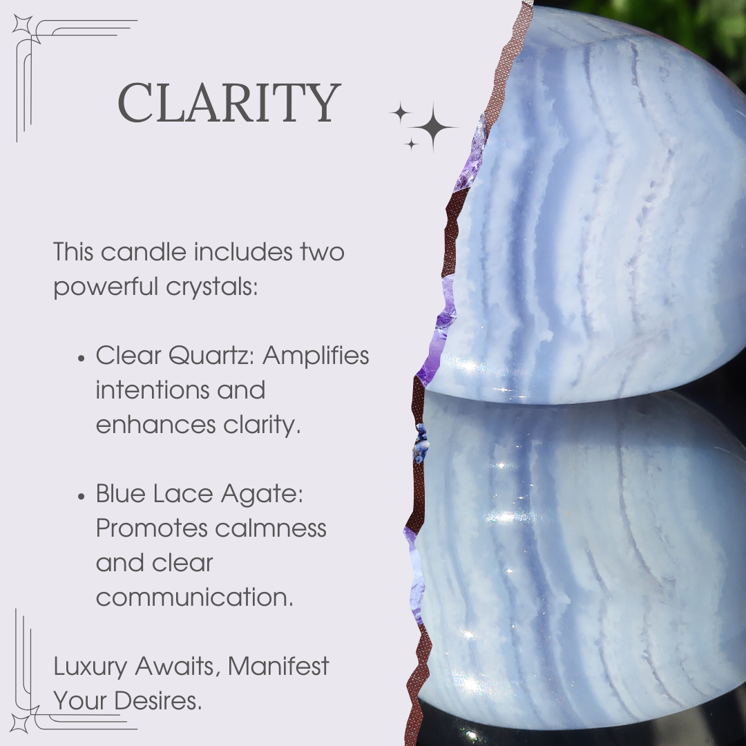 Manifest Clarity Candle | Crystal Candle for Mental Focus & Aligned Intentions