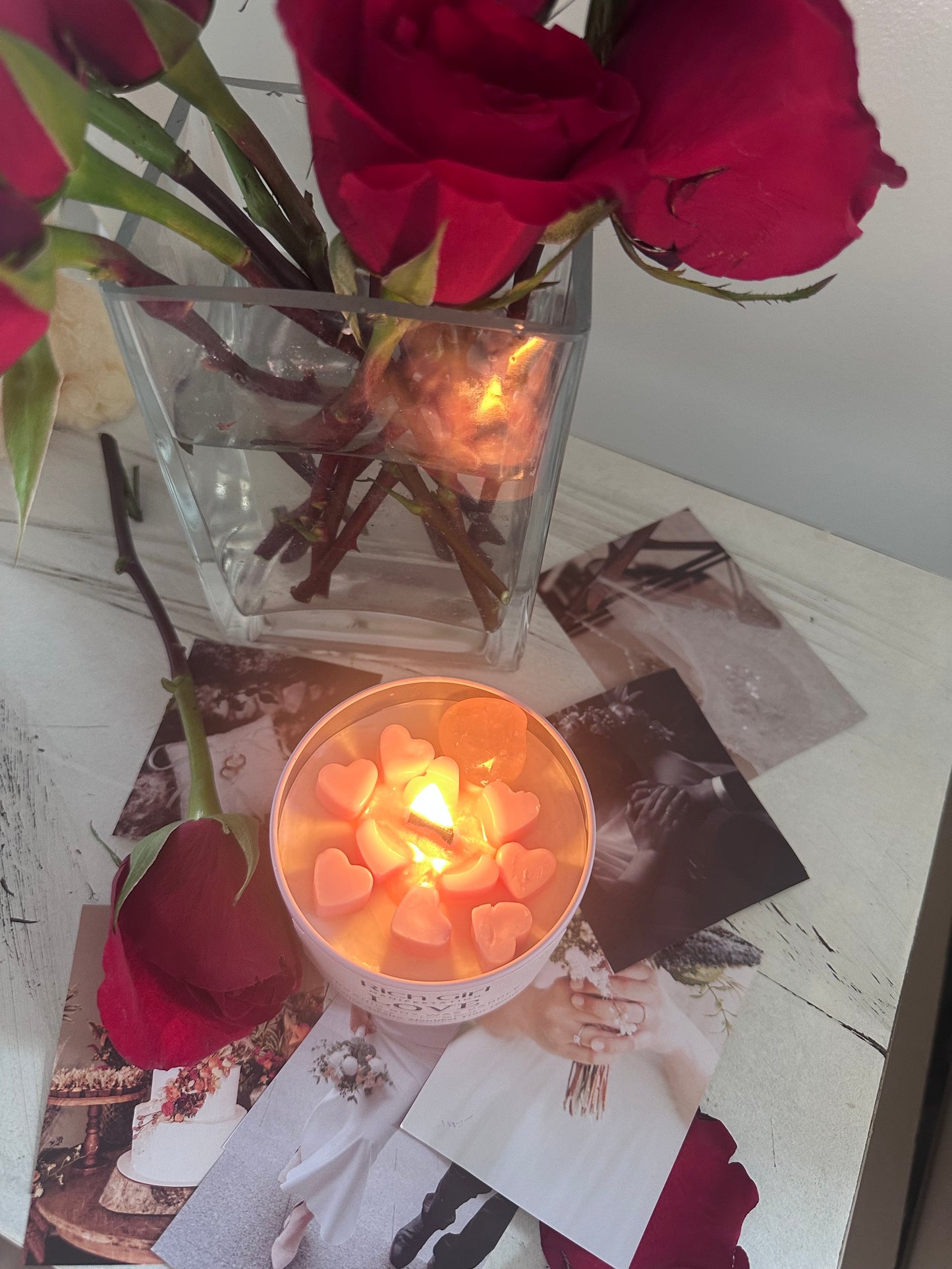 Manifest Love Candle | Rich Girl Manifestation | Crystal Candle to Attract Soulmate Love