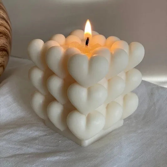 Handcrafted Heart Cube Soy Candle