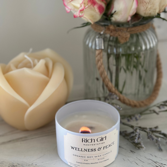 Manifest Wellness & Peace Candle | Crystal Candle for Healing Energy & Calm