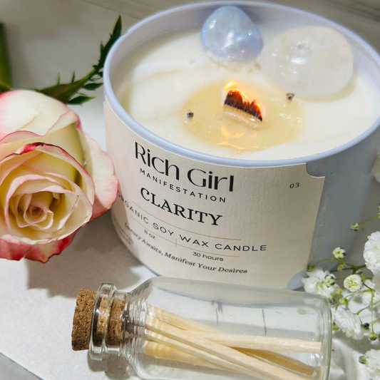 Manifest Clarity Candle | Crystal Candle for Mental Focus & Aligned Intentions